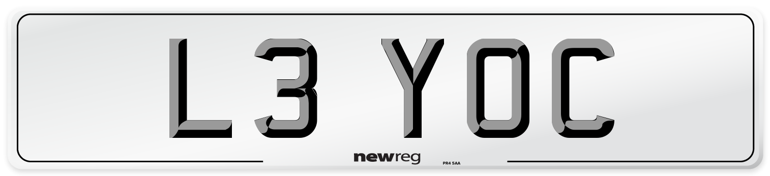 L3 YOC Number Plate from New Reg